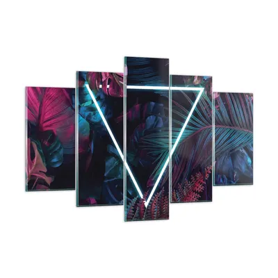 Produktbild von Bilder auf glas - 5 Teile - Leuchtend Dreieck Blätter - 150x100cm - Glasbilder - Wandbilder - Bilder - Wanddekoration aus Glas - Glas Bilder - Wandbild auf Glas - GEA150x100-4563