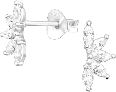 Produktbild von Ohrstecker Ohrringe 925 Sterling Silber Blätter mit Zirkonia