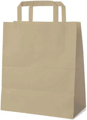 Produktbild von 50 Braune Papiertragetaschen 22 + 10 x 28 cm – Einkaufstaschen mit Innenhenkel