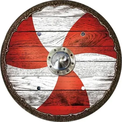 Produktbild von Seemann Wikingerschild aus Holz, rot, bedruckt, 40 cm Durchmesser, mit 2 Ledergriffen