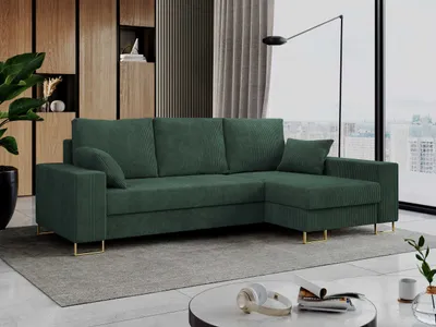 Produktbild von Ecksofa, Bettsofa, L-Form Couch mit Bettkasten - DORIAN-L - Grün