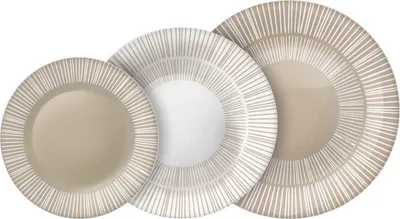 Produktbild von Geschirrset Stria Teller 18-tlg Opalglas, beige