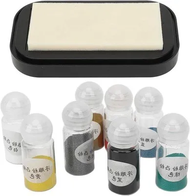 Obrázek produktu pro Sada pro embossing s 8 barvami a inkoustem – pro výrobu vlastních přáníček a plakátů – scrapbooking a papírové tvoření