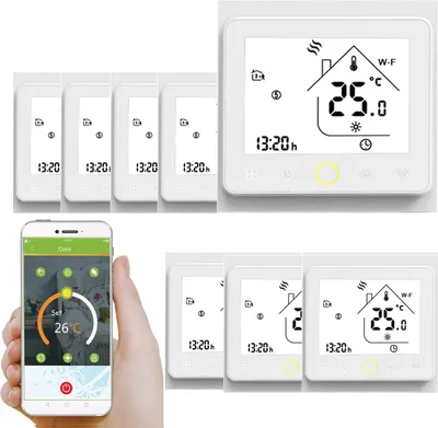 Produktbild von 8X Wifi Smart Thermostat Wassererwärmung Raumthermostate Temperaturregler APP Control 5A Kompatibel mit Alexa / Google Home Fussbodenheizung für zu Hause - Weiss Wandthermostat Wandheizung