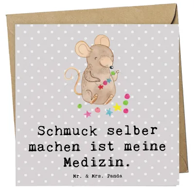 Produktbild von Mr. & Mrs. Panda Klappkarte Maus Schmuck selber machen - Grau Pastell - Geschenk, doppelkarte, DIY, faltkarte, Grußkarte, Glückwunschkarte, anlasskarte, Basteln