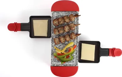 Produktbild von LIVOO Raclette Grill für 2 Personen Granitplatte Raclettegrill DOC156RC rot