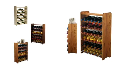 Produktbild von MODO24 Weinregal aus Holz, Flaschenregal, Massivholz Kiefer, 36 Flaschen, 63x87x25 cm, Weinständer, Stehend Weinschrank, Kellerregal, Hellbraun, RW31
