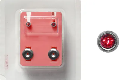 Produktbild von Erstohrstecker Chirurgenstahl Sterile Ohrstecker Zarge mit Stein in pink 3mm