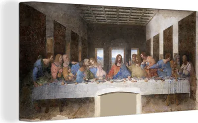 Produktbild von MuchoWow® - Leinwandbilder - Das letzte Abendmahl - Leonardo Da Vinci, Wandbild, Wanddeko Bilder Wohnzimmer, 40x20 cm