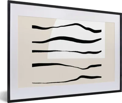 Produktbild von MuchoWow® Gerahmtes Poster Abstrakt - Linie - Pastell 60x40 cm - Poster mit Schwarzem Bilderrahmen Wandposter Rahmen Foto Bilder - Schlafzimmer - Plakat in Rahmen - Drucken