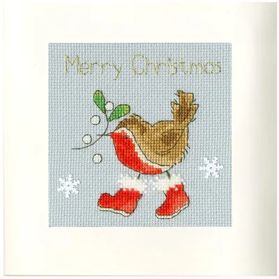 Produktbild von Bothy Threads Grußkarte Kreuzstich-Set "Schritt in den Weihnachten", 10x10cm, XMAS31, Zählmuster