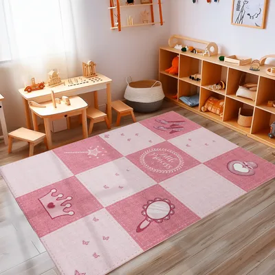 Produktbild von Teppich Kinderzimmer Flauschiger Kinderteppich und Weicher & Rutschfester Spielteppich für Mädchen & Jungen, Größe: 160 x 230 cm, Farbe: Rosa-5