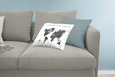 Produktbild von MuchoWow® Zierkissen Sofakissen Wohnzimmer Dekokissen 60x40 cm Weltkarte - Schwarz - Weiß - Zitat - Kopfkissen - Polster mit Foto