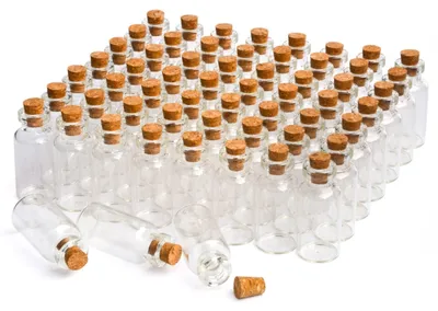 Obrázok produktu pre Sada 100 malých sklenených fliaš s korkovými zátkami