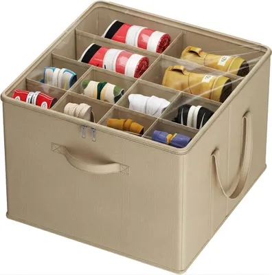 Schuhorganizer faltbar, 2er-Set, beige, 12-16 Paar pro Stück