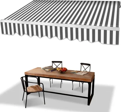 Produktbild von Faziango 350x300cm Sonnenmarkise Gelenkarmmarkise Aluminium Markise Klemmarkise mit Handkurbel Balkonmarkise Sonnenschutz Grau Weiß