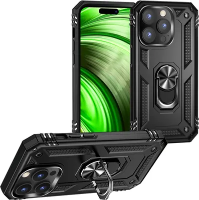 Produktbild von Ring Hülle für iPhone 14 Pro Max - Military Schutz Stoßfest Outdoor Hard Case Schwarz
