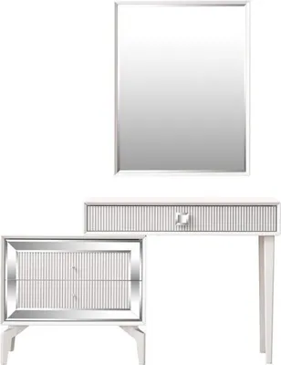 Produktbild von Konsoletisch Schminktisch Frisiertisch Kommode Spiegel Set 2tlg Weiß