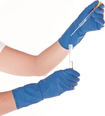 Immagine prodotto di Hygostar 25033 Chemikalienschutzhandschuhe High Risk blau Gr. 10/XL Latex puderfrei Länge 28 cm