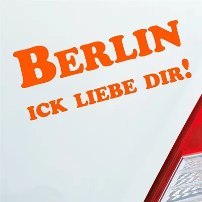 Produktbild von Auto Aufkleber Berlin Ick liebe dir! Hauptstadt 18x7,5 cm Orange Sticker Heckscheibenaufkleber