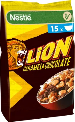 Obrázok produktu pre Nestlé Lion Raňajkové vločky Karamelová čokoláda 450 G