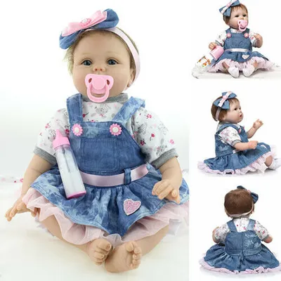 Produktbild von 22" Realistische Baby Girl Reborn Dolls Kleinkind Handmade Vinyl Silikon Puppen