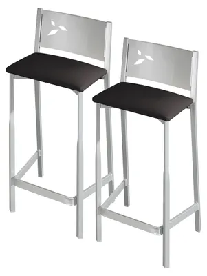Produktbild von ASTIMESA Zwei Hocker für die Küche, 60 cm, Kunstleder, Schwarz