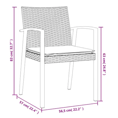 Image de vidaXL Chaises de jardin avec coussins 6 pcs. Marron 56,5x57x83 cm Poly rotin
