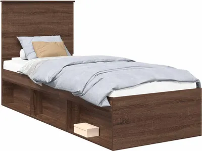 Productafbeelding van vidaXL Bedframe, bruin, eikenlook, 75 x 190 cm, massief grenenhout