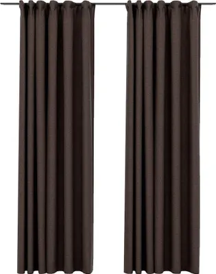 Obrázok produktu pre vidaXL Zatemňovacie závesy háčiky ľanový vzhľad 2 ks. Taupe 140x245 cm