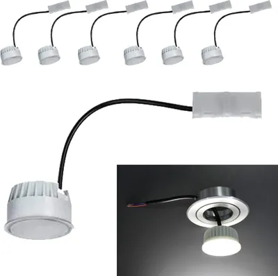Produktbild von 6er Set Coin für geringe einbautiefe satiniert LED 4,9W 3000K 230V ohne Trafo