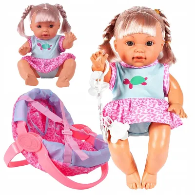 Zdjęcie produktu dla Interaktywna lalka dla dzieci, 30 cm: wydaje dźwięki, "siusia", posiada funkcję noszenia, butelkę, smoczek