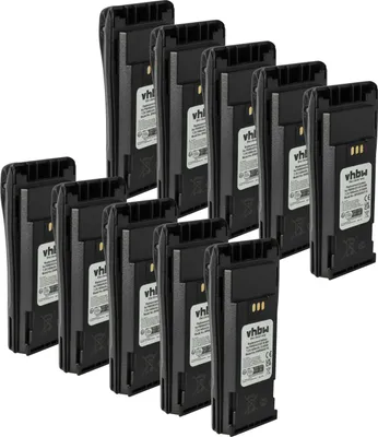 Produktbild von vhbw 10x Akku Ersatz für Motorola NNTN4497A, NNTN4497, NNTN4496AR, NNTN4496 für Funkgerät, Walkie Talkie (1400 mAh, 7,2 V, NiMH) + Gürtelclip