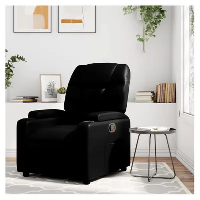 Produktbild von Relaxsessel mit Liegefunktion, verstellbar, Einzelliegesessel, Schwarz, Kunstleder