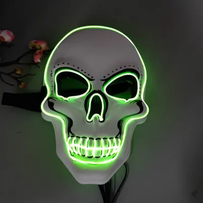 Image de Masque d'Halloween avec lumières LED, tête de fantôme effrayante, masque lumineux, mascarade, fêtes, masque, carnaval, déguisement, décoration de costume de cosplay
