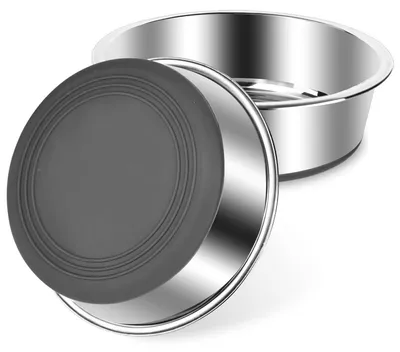 Produktbild von 2er Set Hundenapf Edelstahl 900ML rutschfest mit Silikonboden für Futter und Wasser