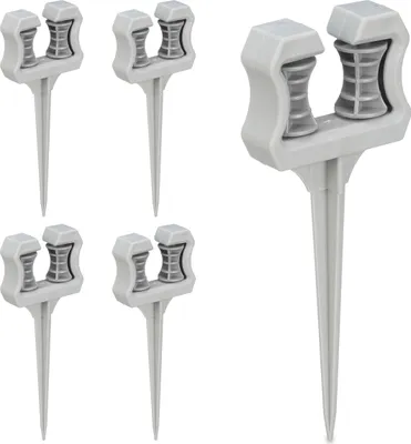 Produktbild von Relaxdays Schlauchführung Gartenschlauch, 5er Set, Gartenschlauchführung mit Erdspieß, HxBxT: 26 x 10 x 3,5 cm, grau