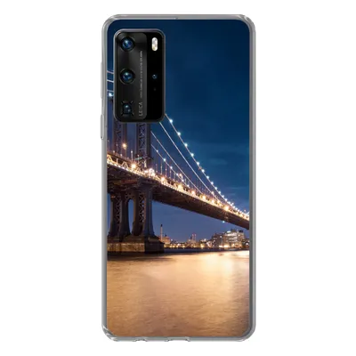 Produktbild von MuchoWow® Handyhülle Schutzhülle Hülle für Huawei P40 Pro New York - Manhattan - Mond Silikon Softcase Handy Hülle - Schutz