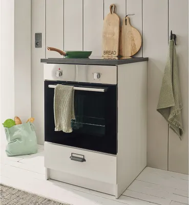 Produktbild von Herdumbauschrank 60cm breit SHELTON-61 in Pinie weiß mit anthrazit