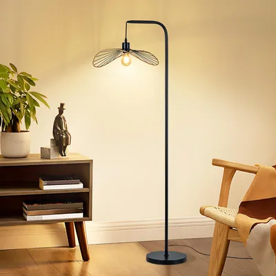 Produktbild von ZMH Stehlampe Schwarz Vintage Leselampe mit Fußtaster Standleuchte Retro Bogenlampe Metall E27 Industrial für Schlafzimmer Bett(Ohne Leuchtmittel）