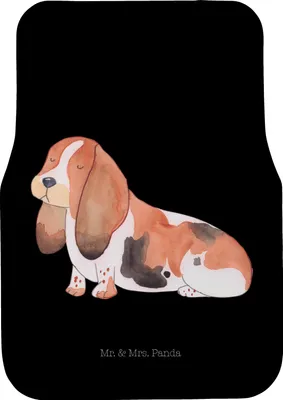 Produktbild von Mr. & Mrs. Panda Automatte Hund Basset Hound - Schwarz - Geschenk, Hundeliebe, Niedlich, Autoteppich, Fußmatte Auto, Sprüche, Auto-Fußmatte, Schutzmatte