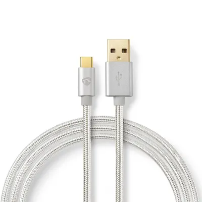 Produktbild von Nedis CCTB60600AL10, 1 m, USB A, USB C, USB 2.0, 0,48 Gbit/s, Aluminium