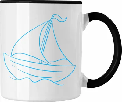Produktbild von Trendation - Segelboot Tasse Lustiges Geschenk für Segler Kapitäne Geschenkidee (Schwarz)