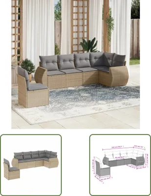Produktbild von The Living Store 6-tlg. Garten-Sofagarnitur mit Kissen Beige Poly Rattan