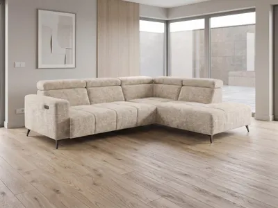 Produktbild von Modernes Ecksofa Velvet mit elektrischer Relaxfunktion | Verstellbare Kopfstützen | Edles Design