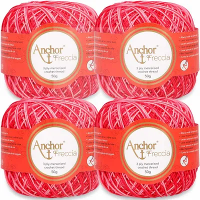 Immagine prodotto di 4 fili di cotone "Anchor Freccia" multicolore, taglia 6, ideali per l'uncinetto, 100% cotone a fibra lunga (colore 01203)