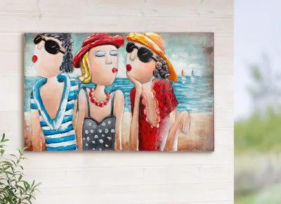 Image de Gilde GILDE Gallery, Bild, rechteckig, "Nizza", Fraumotiv, Strandmotiv, Metall, mehrfarbig, VE 1, L. 3 cm, B. 80 cm, H. 50 cm 38400 4063387384008