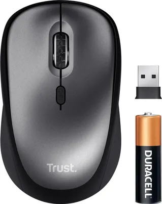 Immagine prodotto di Trust Yuki mouse silenzioso senza fili con batteria per mancini e destrimani Mouse da ufficio Silent Wireless Grey