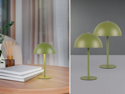 Produktbild von 2er SET kabellose Akku Tischlampen Grün Touch dimmbar, USB aufladbar, 21cm klein
