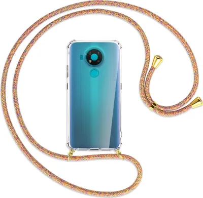Produktbild von Handykette Backcover-Schutzhülle mit Band (Metall goldfarben) für Nokia 3.4 - Rainbow